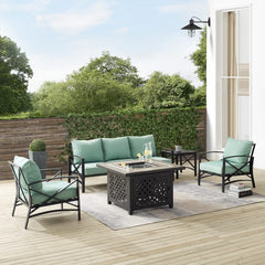 Crosley Kaplan 147 Inch 5pc Outdoor Metal Sofa Set W/Fire Table - KO60034 - The Home Selection