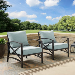 Crosley Kaplan 2pc Outdoor Metal Armchair Set - KO60013 - The Home Selection