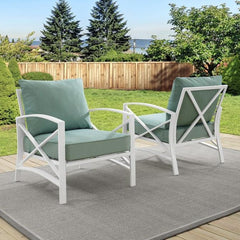 Crosley Kaplan 2pc Outdoor Metal Armchair Set - KO60013 - The Home Selection