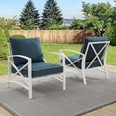 Crosley Kaplan 2pc Outdoor Metal Armchair Set - KO60013 - The Home Selection