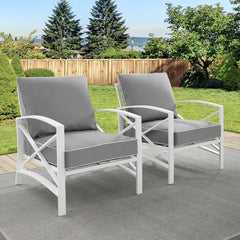 Crosley Kaplan 2pc Outdoor Metal Armchair Set - KO60013 - The Home Selection