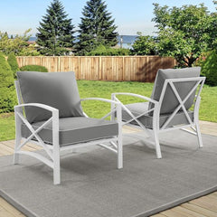 Crosley Kaplan 2pc Outdoor Metal Armchair Set - KO60013 - The Home Selection