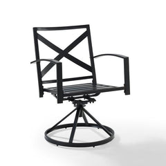 Crosley Kaplan 2pc Outdoor Metal Dining Swivel Chair Set - KO60026BZ - The Home Selection