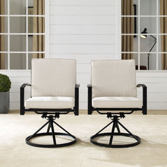 Crosley Kaplan 2pc Outdoor Metal Dining Swivel Chair Set - KO60026BZ - The Home Selection