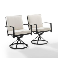 Crosley Kaplan 2pc Outdoor Metal Dining Swivel Chair Set - KO60026BZ - The Home Selection