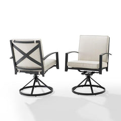 Crosley Kaplan 2pc Outdoor Metal Dining Swivel Chair Set - KO60026BZ - The Home Selection