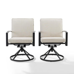 Crosley Kaplan 2pc Outdoor Metal Dining Swivel Chair Set - KO60026BZ - The Home Selection