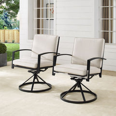 Crosley Kaplan 2pc Outdoor Metal Dining Swivel Chair Set - KO60026BZ - The Home Selection