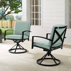 Crosley Kaplan 2pc Outdoor Metal Dining Swivel Chair Set - KO60026BZ - The Home Selection