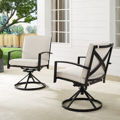 Crosley Kaplan 2pc Outdoor Metal Dining Swivel Chair Set - KO60026BZ - The Home Selection