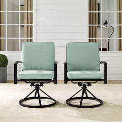 Crosley Kaplan 2pc Outdoor Metal Dining Swivel Chair Set - KO60026BZ - The Home Selection