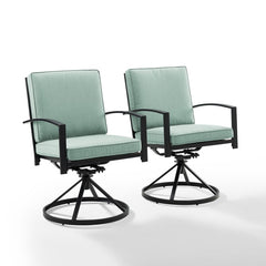 Crosley Kaplan 2pc Outdoor Metal Dining Swivel Chair Set - KO60026BZ - The Home Selection