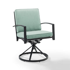 Crosley Kaplan 2pc Outdoor Metal Dining Swivel Chair Set - KO60026BZ - The Home Selection
