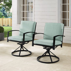 Crosley Kaplan 2pc Outdoor Metal Dining Swivel Chair Set - KO60026BZ - The Home Selection