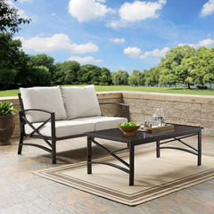 Crosley Kaplan 50 Inch 2pc Outdoor Metal Conversation Set - KO60010BZ - The Home Selection
