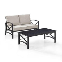 Crosley Kaplan 50 Inch 2pc Outdoor Metal Conversation Set - KO60010BZ - The Home Selection