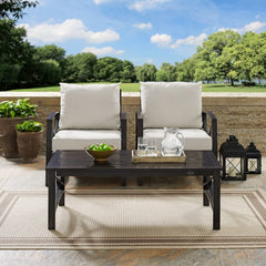 Crosley Kaplan 50 Inch 3pc Outdoor Metal Armchair Set - KO60012BZ - The Home Selection