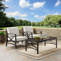 Crosley Kaplan 50 Inch 3pc Outdoor Metal Armchair Set - KO60012BZ - The Home Selection