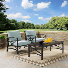 Crosley Kaplan 50 Inch 3pc Outdoor Metal Armchair Set - KO60012BZ - The Home Selection