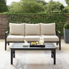 Crosley Kaplan 79 Inch 2pc Outdoor Metal Sofa Set - KO60029WH - The Home Selection
