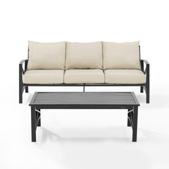 Crosley Kaplan 79 Inch 2pc Outdoor Metal Sofa Set - KO60029WH - The Home Selection