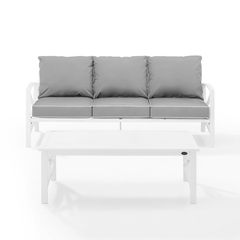 Crosley Kaplan 79 Inch 2pc Outdoor Metal Sofa Set - KO60029WH - The Home Selection