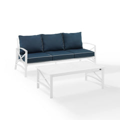 Crosley Kaplan 79 Inch 2pc Outdoor Metal Sofa Set - KO60029WH - The Home Selection