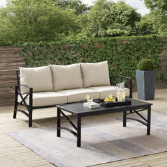 Crosley Kaplan 79 Inch 2pc Outdoor Metal Sofa Set - KO60029WH - The Home Selection