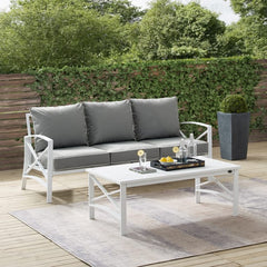 Crosley Kaplan 79 Inch 2pc Outdoor Metal Sofa Set - KO60029WH - The Home Selection