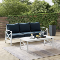 Crosley Kaplan 79 Inch 2pc Outdoor Metal Sofa Set - KO60029WH - The Home Selection