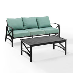 Crosley Kaplan 79 Inch 2pc Outdoor Metal Sofa Set - KO60029WH - The Home Selection