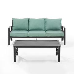 Crosley Kaplan 79 Inch 2pc Outdoor Metal Sofa Set - KO60029WH - The Home Selection