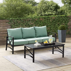 Crosley Kaplan 79 Inch 2pc Outdoor Metal Sofa Set - KO60029WH - The Home Selection