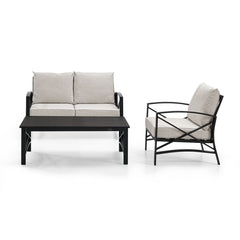 Crosley Kaplan 95.50 Inch 3pc Outdoor Metal Conversation Set - KO60014BZ - The Home Selection