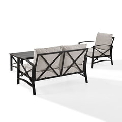 Crosley Kaplan 95.50 Inch 3pc Outdoor Metal Conversation Set - KO60014BZ - The Home Selection