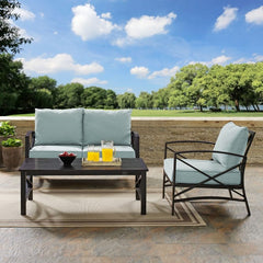 Crosley Kaplan 95.50 Inch 3pc Outdoor Metal Conversation Set - KO60014BZ - The Home Selection