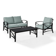 Crosley Kaplan 95.50 Inch 3pc Outdoor Metal Conversation Set - KO60014BZ - The Home Selection