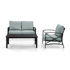 Crosley Kaplan 95.50 Inch 3pc Outdoor Metal Conversation Set - KO60014BZ - The Home Selection