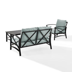 Crosley Kaplan 95.50 Inch 3pc Outdoor Metal Conversation Set - KO60014BZ - The Home Selection