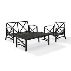 Crosley Kaplan 95.50 Inch 3pc Outdoor Metal Conversation Set - KO60014BZ - The Home Selection