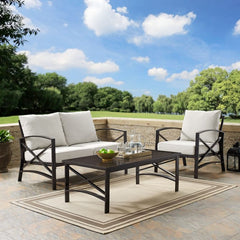 Crosley Kaplan 95.50 Inch 3pc Outdoor Metal Conversation Set - KO60014BZ - The Home Selection