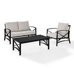 Crosley Kaplan 95.50 Inch 3pc Outdoor Metal Conversation Set - KO60014BZ - The Home Selection