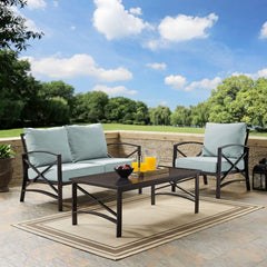 Crosley Kaplan 95.50 Inch 3pc Outdoor Metal Conversation Set - KO60014BZ - The Home Selection