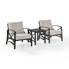 Crosley Kaplan 98 Inch 3pc Outdoor Metal Armchair Set - KO60016BZ - The Home Selection