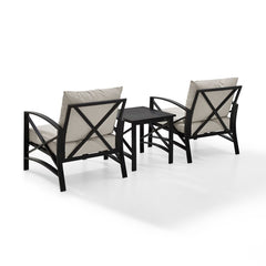 Crosley Kaplan 98 Inch 3pc Outdoor Metal Armchair Set - KO60016BZ - The Home Selection