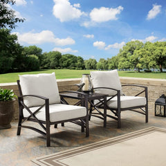 Crosley Kaplan 98 Inch 3pc Outdoor Metal Armchair Set - KO60016BZ - The Home Selection