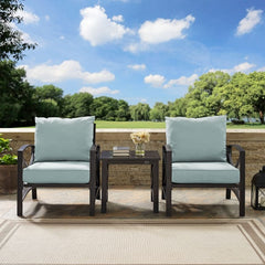 Crosley Kaplan 98 Inch 3pc Outdoor Metal Armchair Set - KO60016BZ - The Home Selection