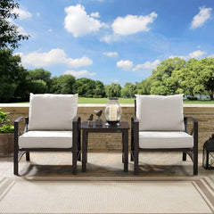 Crosley Kaplan 98 Inch 3pc Outdoor Metal Armchair Set - KO60016BZ - The Home Selection