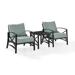 Crosley Kaplan 98 Inch 3pc Outdoor Metal Armchair Set - KO60016BZ - The Home Selection