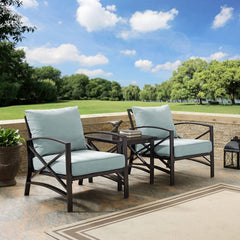 Crosley Kaplan 98 Inch 3pc Outdoor Metal Armchair Set - KO60016BZ - The Home Selection